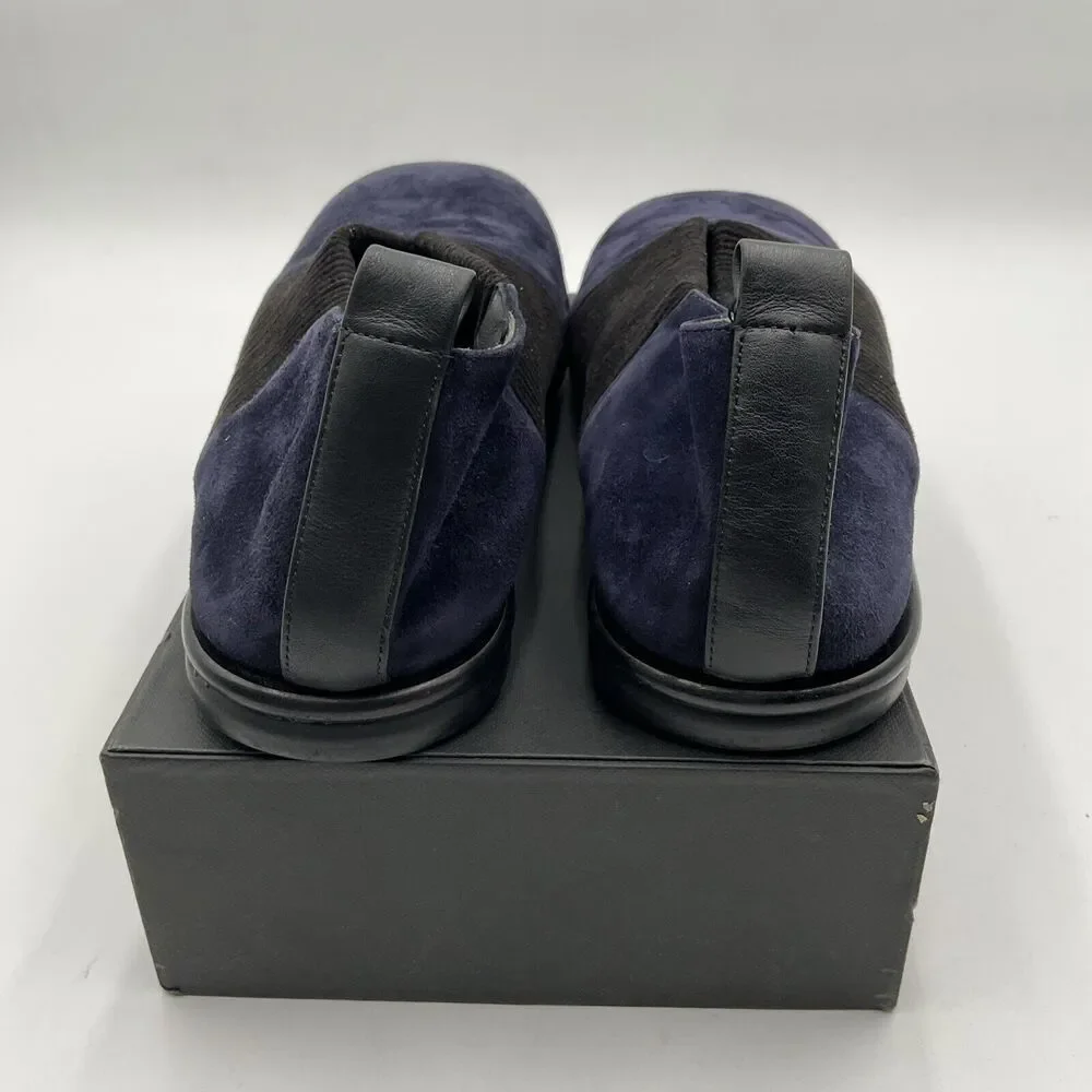 Gray Matters Navy and Black Suede Slip-On Flats